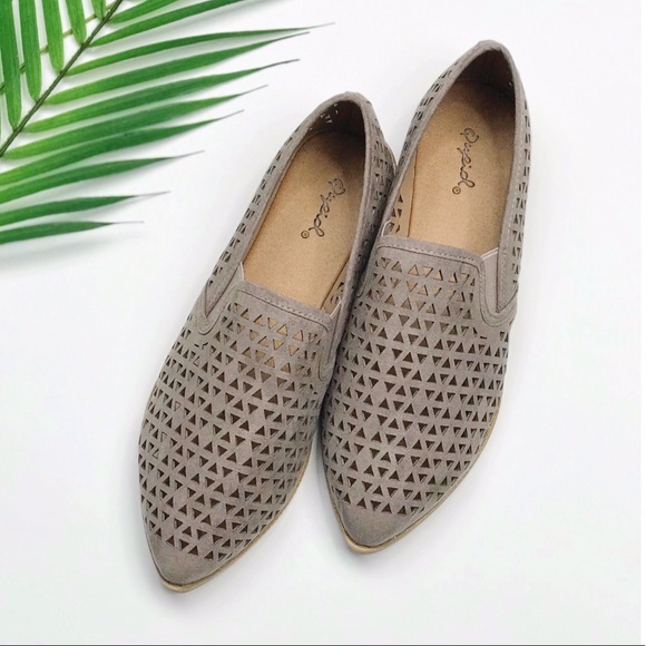 Taupe Faux Suede Flats - Picture 2 of 5